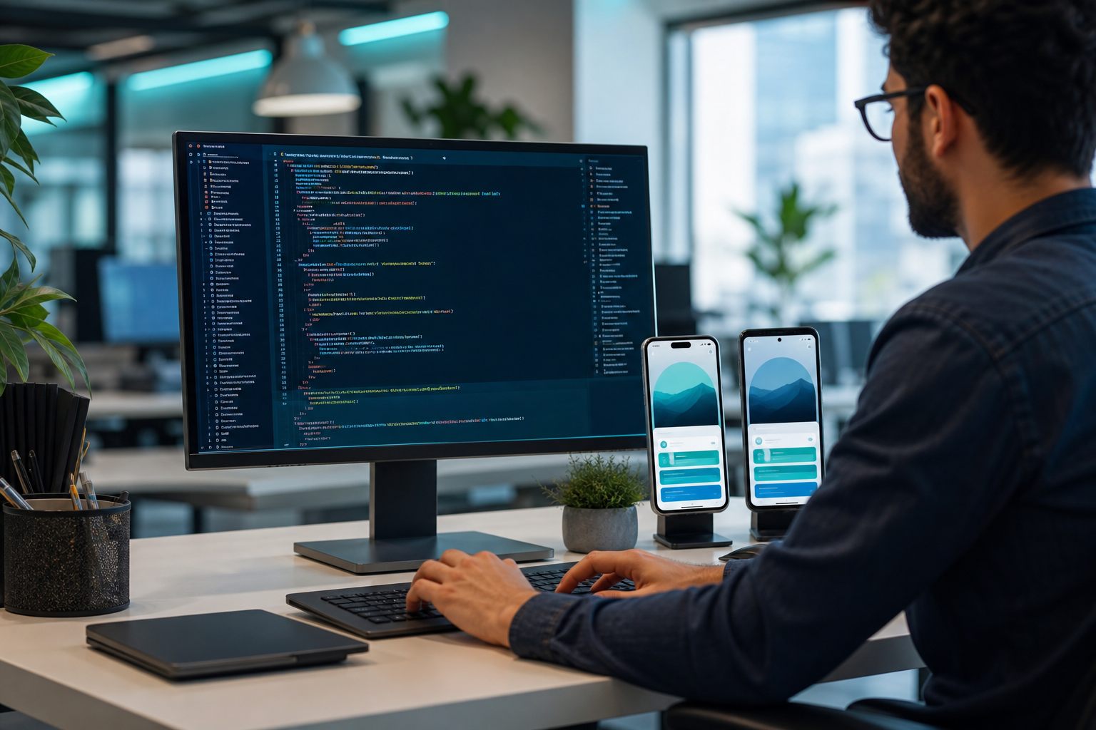 React Native developer building a cross-platform iOS and Android app in TypeScript at AppStudio